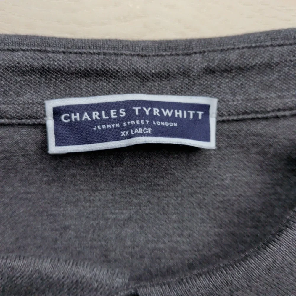 Charles Tyrwhitt Pique Polo Shirt Mens XXL Charcoal Grey Cotton Stretch